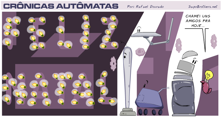 Sapo Brothers, crnicas autmatas, robs, diverso, tiras, humor, games, jogos, animao, anima, quadrinhos, infantil, minja, jones
