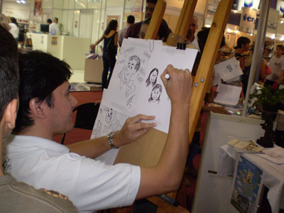 bineal 2008 - lançamento Sonho Gaturno - caricaturizando