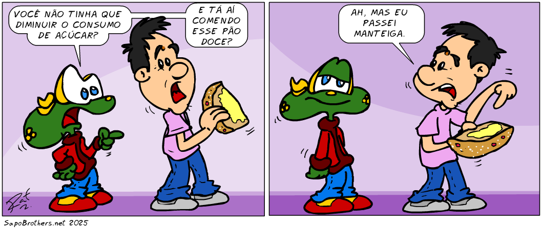 po doce, acar, manteiga, diabete, piada, tiras, humor, HQ, quadrinhos, infantil