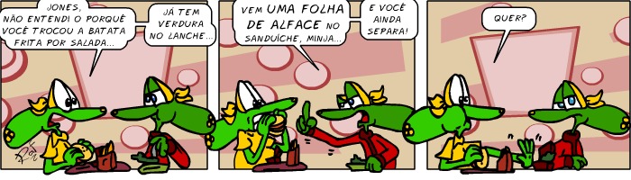 salada, lanche, batata, frita, Sapo Brothers, diverso, tiras, humor, games, jogos, animao, anima, quadrinhos, infantil, minja, jones