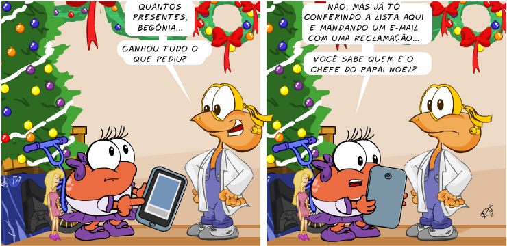 Begnia, papai noel, natal, desenho, criana, piada, tiras, humor, HQ, quadrinhos, infantil