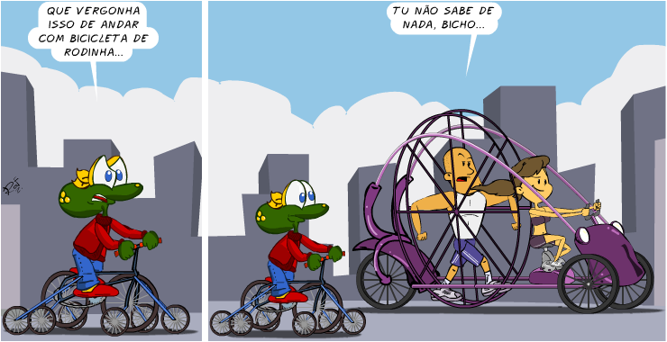 bicicleta, piada, tiras, humor, HQ, quadrinhos, infantil