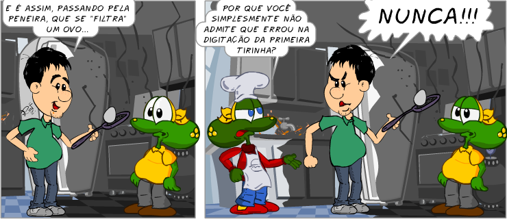 culinria, filtrando, ovo, piada, tiras, humor, HQ, quadrinhos, infantil