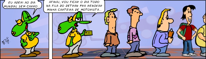 Dia Mundial sem carro, Sapo Brothers, diverso, tiras, humor, games, jogos, animao, anima, quadrinhos, infantil, minja, jones