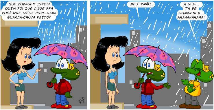 guarda-chuva, piada, tiras, humor, HQ, quadrinhos, infantil