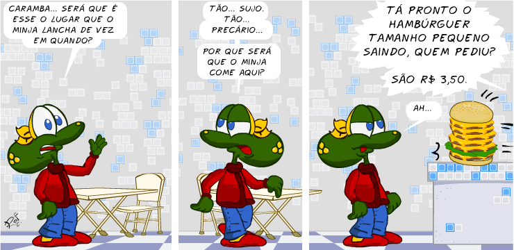 Sapo Brothers, lanchonete, tiras, humor, HQ, quadrinhos, infantil