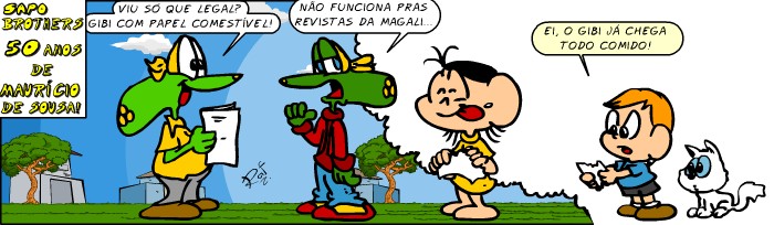 Maurcio de Sousa, Turma da Mnica, Maurcio 50 anos, Sapo Brothers, Rafael Dourado, quadrinhos, humor, tiras, tirinhas, cartoon