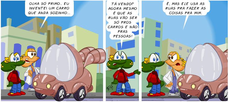 rua, pessoas, carro, piada, tiras, humor, HQ, quadrinhos, infantil