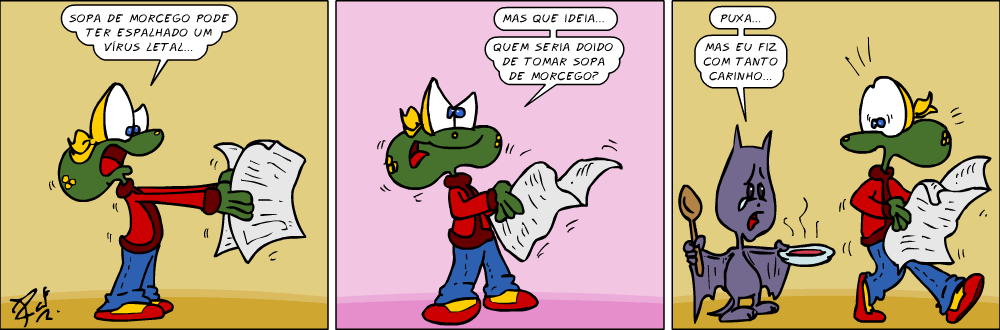 sopa, morcego, vrus, desenho, criana, piada, tiras, humor, HQ, quadrinhos, infantil