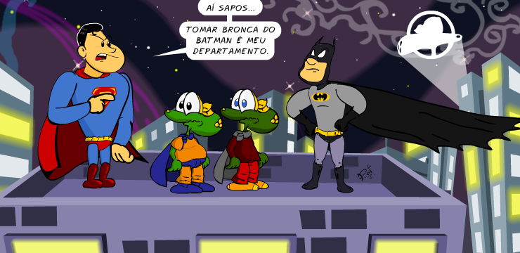 Batman, superman, Sapo Brothers, tiras, humor, HQ, quadrinhos, infantil